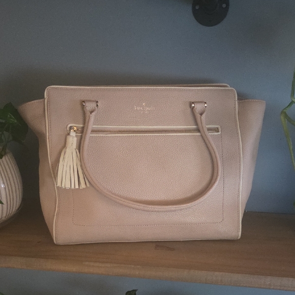 Kate Spade Light Tan Tote with Tassel - Picture 1 of 14